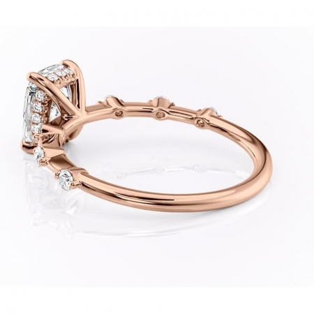 Inel de logodnă Lilya din aur Rose 14kt cu moissanite tăietură asscher – Pietre laterale rafinată pentru profil mediu | Personalizează și configurează gratuit online [4]