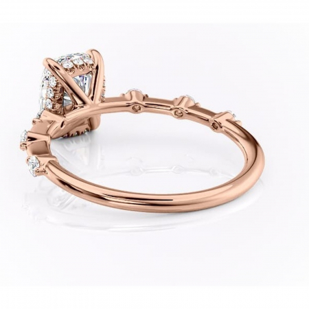Inel de logodnă Lilya din aur Rose 14kt cu moissanite tăietură asscher – Pietre laterale rafinată pentru profil mediu | Personalizează și configurează gratuit online [3]