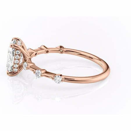 Inel de logodnă Lilya din aur Rose 14kt cu moissanite tăietură asscher – Pietre laterale rafinată pentru profil mediu | Personalizează și configurează gratuit online [5]