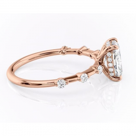 Inel de logodnă Lilya din aur Rose 14kt cu moissanite tăietură asscher – Pietre laterale rafinată pentru profil mediu | Personalizează și configurează gratuit online [1]