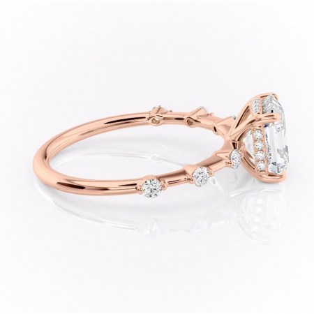 Inel de logodnă Lilya din aur Rose 18kt cu moissanite tăietură asscher – Pietre laterale rafinată pentru profil mediu | Personalizează și configurează gratuit online [1]