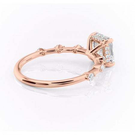 Inel de logodnă Lilya din aur Rose 18kt cu moissanite tăietură asscher – Pietre laterale rafinată pentru profil mediu | Personalizează și configurează gratuit online [2]