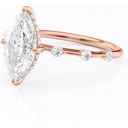 Inel de logodnă Lilya din aur Rose 18kt cu moissanite tăietură marquise – Pietre laterale rafinată pentru profil mediu | Personalizează și configurează gratuit online [6]