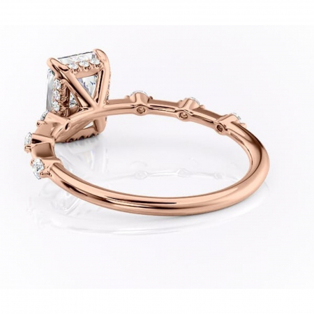Inel de logodnă Lilya din aur Rose 14kt cu moissanite tăietură radiantă – Pietre laterale rafinată pentru profil mediu | Personalizează și configurează gratuit online [3]
