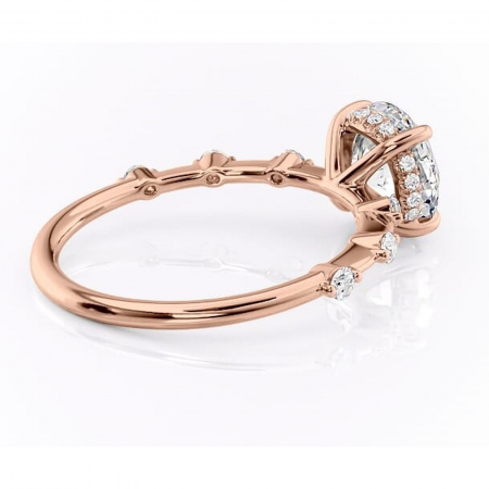 Inel de logodnă Lilya din aur Rose 14kt cu moissanite tăietură rotundă – Pietre laterale rafinată pentru profil mediu | Personalizează și configurează gratuit online [2]