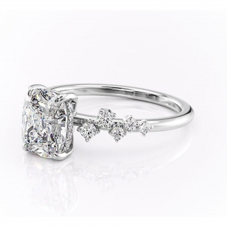 Inel de logodnă Liora din aur Alb 14kt cu moissanite tăietură pernă – Pietre laterale rafinată pentru profil înalt | Personalizează și configurează gratuit online [6]