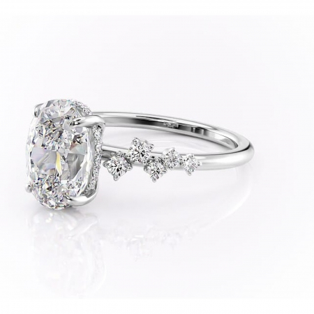 Inel de logodnă Liora din aur Alb 14kt cu moissanite tăietură ovală – Pietre laterale rafinată pentru profil înalt | Personalizează și configurează gratuit online [6]