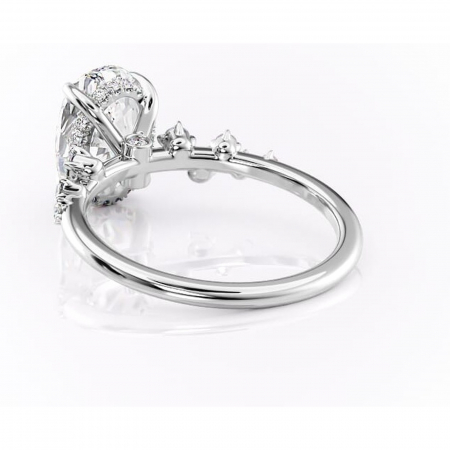 Inel de logodnă Liora din aur Alb 14kt cu moissanite tăietură ovală – Pietre laterale rafinată pentru profil înalt | Personalizează și configurează gratuit online [3]