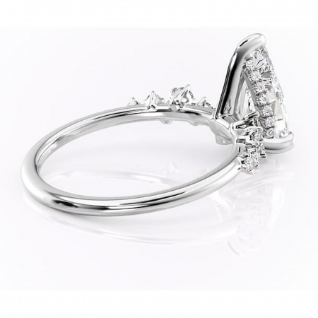 Inel de logodnă Liora din aur Alb 14kt cu moissanite tăietură pară – Pietre laterale rafinată pentru profil înalt | Personalizează și configurează gratuit online [2]