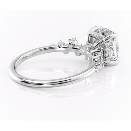 Inel de logodnă Liora din aur Alb 14kt cu moissanite tăietură pernă – Pietre laterale rafinată pentru profil înalt | Personalizează și configurează gratuit online [2]