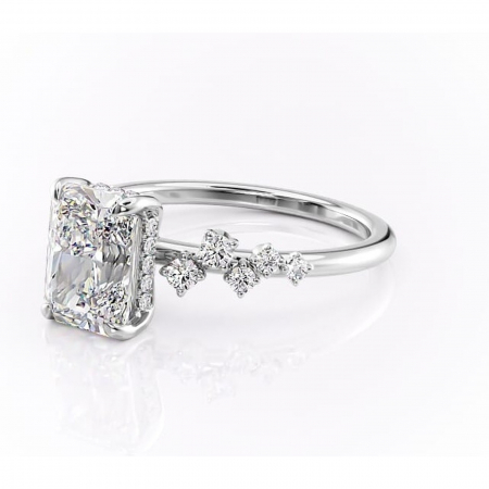 Inel de logodnă Liora din aur Alb 14kt cu moissanite tăietură radiantă – Pietre laterale rafinată pentru profil înalt | Personalizează și configurează gratuit online [6]