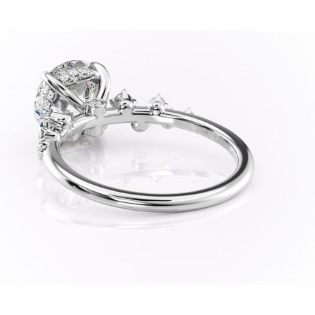 Inel de logodnă Liora din aur Alb 14kt cu moissanite tăietură rotundă – Pietre laterale rafinată pentru profil înalt | Personalizează și configurează gratuit online [3]