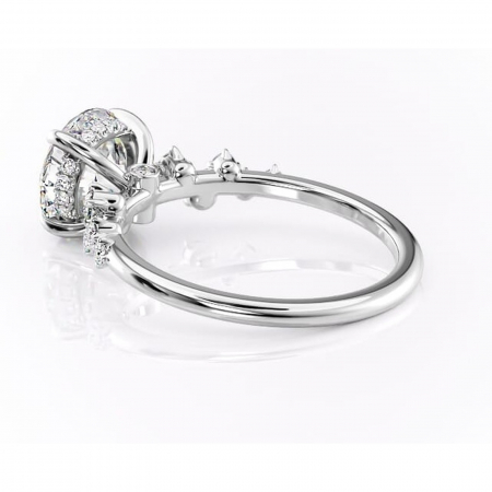 Inel de logodnă Liora din aur Alb 14kt cu moissanite tăietură rotundă – Pietre laterale rafinată pentru profil înalt | Personalizează și configurează gratuit online [4]