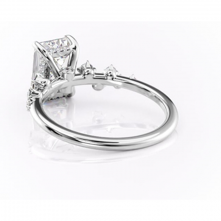 Inel de logodnă Liora din aur Alb 14kt cu moissanite tăietură smarald – Pietre laterale rafinată pentru profil înalt | Personalizează și configurează gratuit online [3]