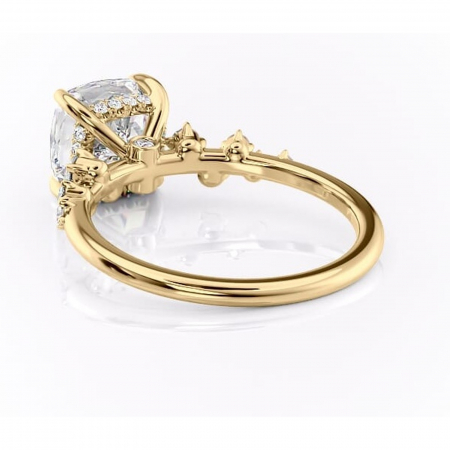 Inel de logodnă Liora din aur Galben 14kt cu moissanite tăietură pernă – Pietre laterale rafinată pentru profil înalt | Personalizează și configurează gratuit online [3]