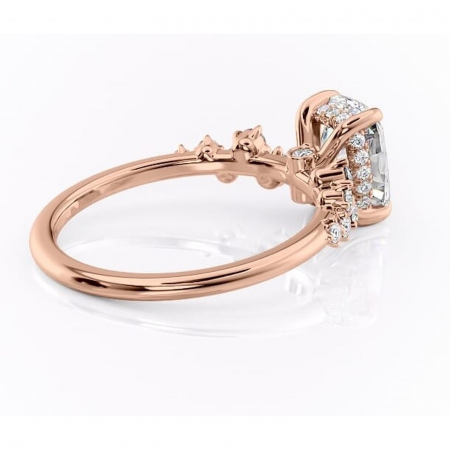 Inel de logodnă Liora din aur Rose 14kt cu moissanite tăietură pernă – Pietre laterale rafinată pentru profil înalt | Personalizează și configurează gratuit online [2]