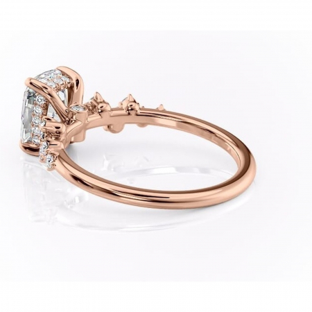 Inel de logodnă Liora din aur Rose 14kt cu moissanite tăietură pernă – Pietre laterale rafinată pentru profil înalt | Personalizează și configurează gratuit online [4]