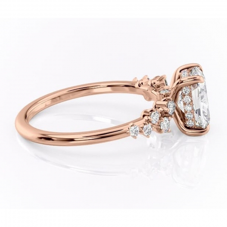 Inel de logodnă Liora din aur Rose 14kt cu moissanite tăietură pernă – Pietre laterale rafinată pentru profil înalt | Personalizează și configurează gratuit online [1]