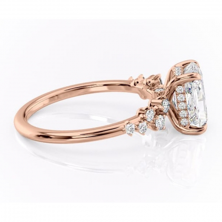Inel de logodnă Liora din aur Rose 18kt cu moissanite tăietură radiantă – Pietre laterale rafinată pentru profil înalt | Personalizează și configurează gratuit online [1]