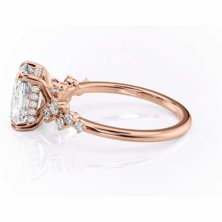 Inel de logodnă Liora din aur Rose 18kt cu moissanite tăietură radiantă – Pietre laterale rafinată pentru profil înalt | Personalizează și configurează gratuit online [5]