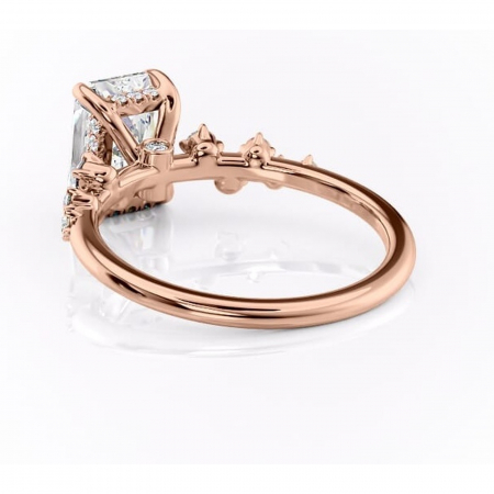 Inel de logodnă Liora din aur Rose 18kt cu moissanite tăietură radiantă – Pietre laterale rafinată pentru profil înalt | Personalizează și configurează gratuit online [3]