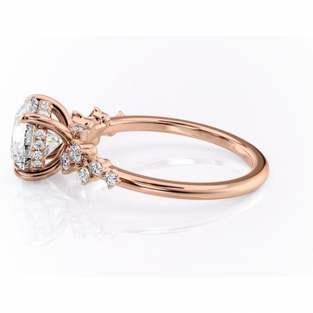 Inel de logodnă Liora din aur Rose 14kt cu moissanite tăietură rotundă – Pietre laterale rafinată pentru profil înalt | Personalizează și configurează gratuit online [5]