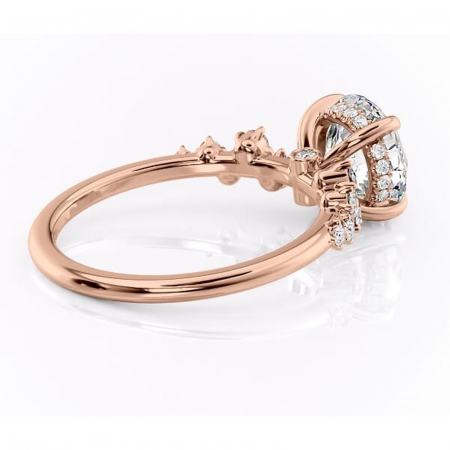 Inel de logodnă Liora din aur Rose 14kt cu moissanite tăietură rotundă – Pietre laterale rafinată pentru profil înalt | Personalizează și configurează gratuit online [2]