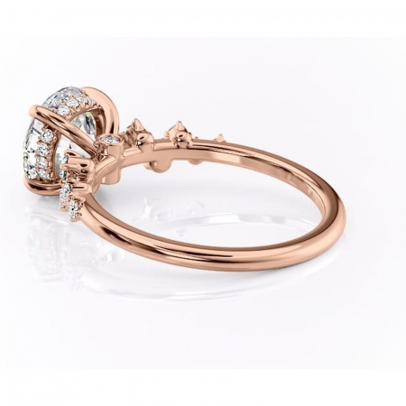 Inel de logodnă Liora din aur Rose 14kt cu moissanite tăietură rotundă – Pietre laterale rafinată pentru profil înalt | Personalizează și configurează gratuit online [4]