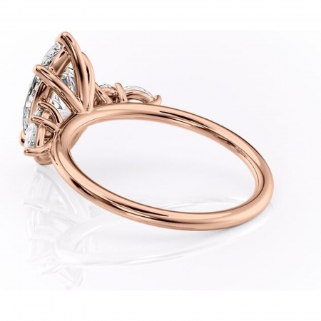 Inel de logodnă Lucinda din aur Rose 14kt cu moissanite tăietură marquise – Montură cu trei pietre rafinată pentru profil înalt | Personalizează și configurează gratuit online [4]