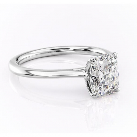 Pernă alungită - Inel de logodnă Luma din aur Alb 14kt cu moissanite tăietură pernă – Solitar rafinată pentru profil înalt | Personalizează și configurează gratuit online