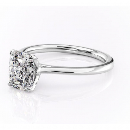 Inel de logodnă Luma din aur Alb 14kt cu moissanite tăietură pernă – Solitar rafinată pentru profil înalt | Personalizează și configurează gratuit online [6]