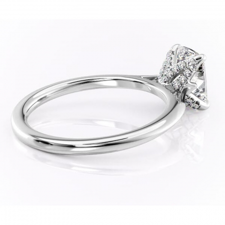 Inel de logodnă Luma din aur Alb 14kt cu moissanite tăietură pernă – Solitar rafinată pentru profil înalt | Personalizează și configurează gratuit online [2]