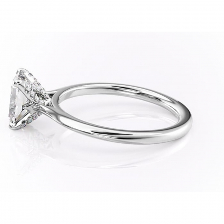 Inel de logodnă Luma din aur Alb 14kt cu moissanite tăietură pernă – Solitar rafinată pentru profil înalt | Personalizează și configurează gratuit online [5]