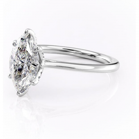 Inel de logodnă Luma din aur Alb 14kt cu moissanite tăietură marquise – Solitar rafinată pentru profil înalt | Personalizează și configurează gratuit online [6]