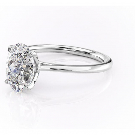 Inel de logodnă Luma din aur Alb 14kt cu moissanite tăietură ovală – Solitar rafinată pentru profil înalt | Personalizează și configurează gratuit online [6]