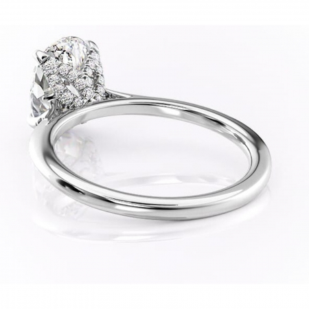 Inel de logodnă Luma din aur Alb 14kt cu moissanite tăietură ovală – Solitar rafinată pentru profil înalt | Personalizează și configurează gratuit online [3]