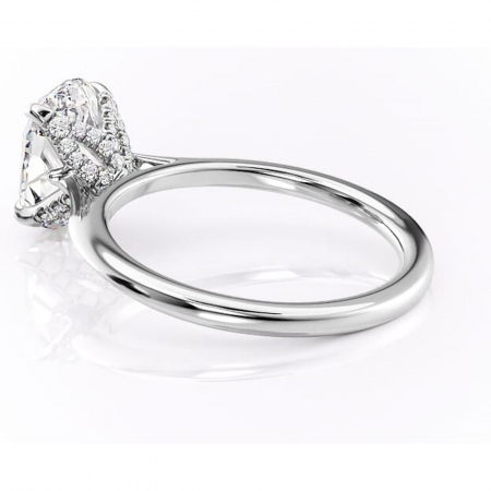 Inel de logodnă Luma din aur Alb 14kt cu moissanite tăietură ovală – Solitar rafinată pentru profil înalt | Personalizează și configurează gratuit online [4]