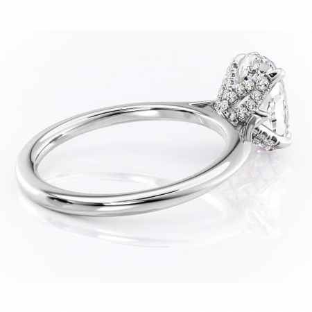 Inel de logodnă Luma din aur Alb 14kt cu moissanite tăietură ovală – Solitar rafinată pentru profil înalt | Personalizează și configurează gratuit online [2]