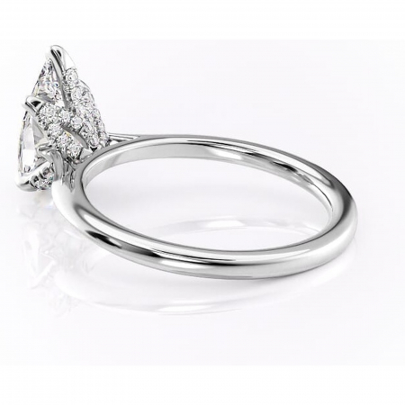 Inel de logodnă Luma din aur Alb 14kt cu moissanite tăietură pară – Solitar rafinată pentru profil înalt | Personalizează și configurează gratuit online [4]