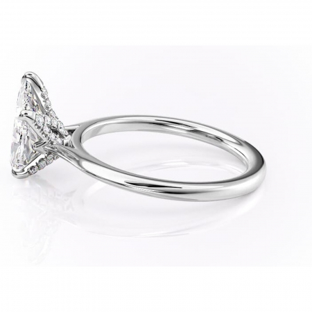 Inel de logodnă Luma din aur Alb 14kt cu moissanite tăietură pară – Solitar rafinată pentru profil înalt | Personalizează și configurează gratuit online [5]