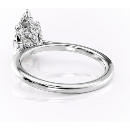 Inel de logodnă Luma din aur Alb 14kt cu moissanite tăietură pară – Solitar rafinată pentru profil înalt | Personalizează și configurează gratuit online [3]