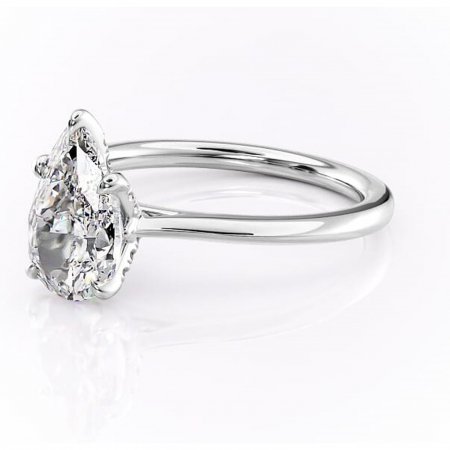 Inel de logodnă Luma din aur Alb 14kt cu moissanite tăietură pară – Solitar rafinată pentru profil înalt | Personalizează și configurează gratuit online [6]