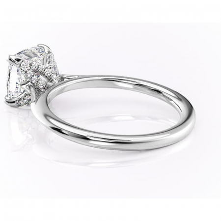 Inel de logodnă Luma din aur Alb 14kt cu moissanite tăietură pernă – Solitar rafinată pentru profil înalt | Personalizează și configurează gratuit online [4]