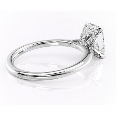 Inel de logodnă Luma din aur Alb 14kt cu moissanite tăietură radiantă – Solitar rafinată pentru profil înalt | Personalizează și configurează gratuit online [2]