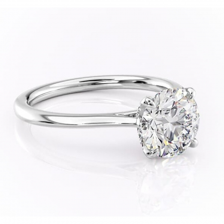 14K - Inel de logodnă Luma din aur Alb 14kt cu moissanite tăietură rotundă – Solitar rafinată pentru profil înalt | Personalizează și configurează gratuit online
