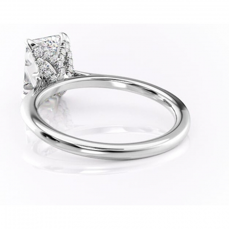 Inel de logodnă Luma din aur Alb 14kt cu moissanite tăietură smarald – Solitar rafinată pentru profil înalt | Personalizează și configurează gratuit online [3]