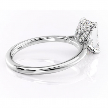 Inel de logodnă Luma din aur Alb 14kt cu moissanite tăietură smarald – Solitar rafinată pentru profil înalt | Personalizează și configurează gratuit online [2]