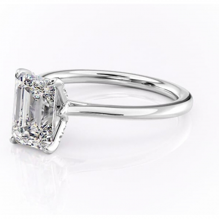 Inel de logodnă Luma din aur Alb 14kt cu moissanite tăietură smarald – Solitar rafinată pentru profil înalt | Personalizează și configurează gratuit online [6]