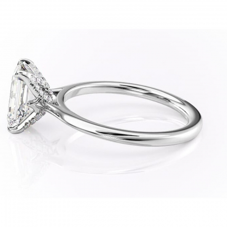 Inel de logodnă Luma din aur Alb 14kt cu moissanite tăietură smarald – Solitar rafinată pentru profil înalt | Personalizează și configurează gratuit online [5]