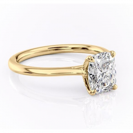 Aur galben - Inel de logodnă Luma din aur Galben 14kt cu moissanite tăietură pernă – Solitar rafinată pentru profil înalt | Personalizează și configurează gratuit online